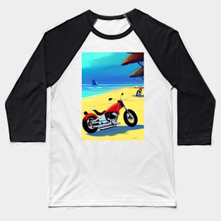 COOL RETRO STYLE MOTORCYCLE ON A TROPICAL BEACH Baseball T-Shirt